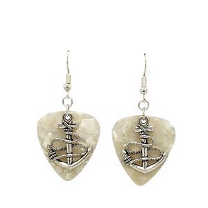 Nautical Anchor with Rope Charm Guitar Pick Earrings - Choose Color